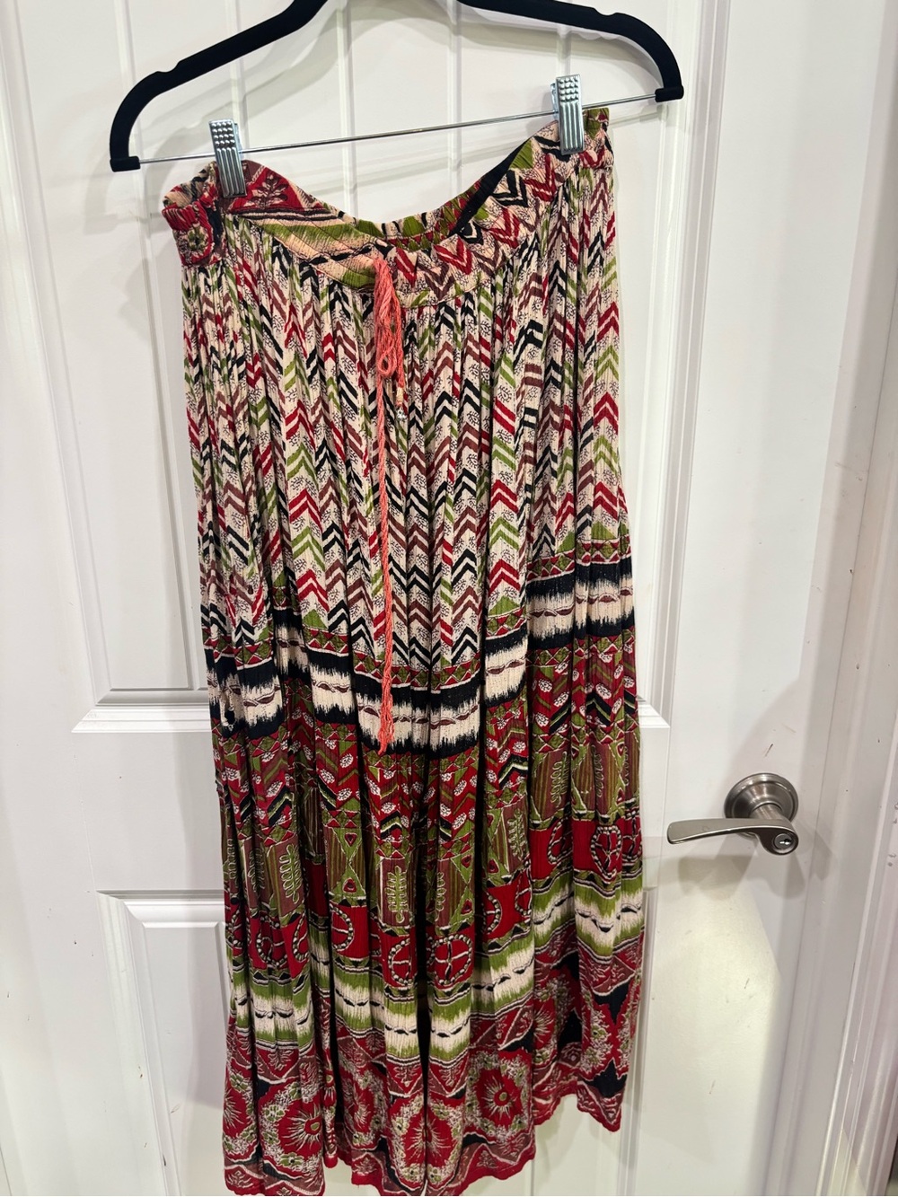 Bohemian Printed Maxi Skirt in Red & Green
